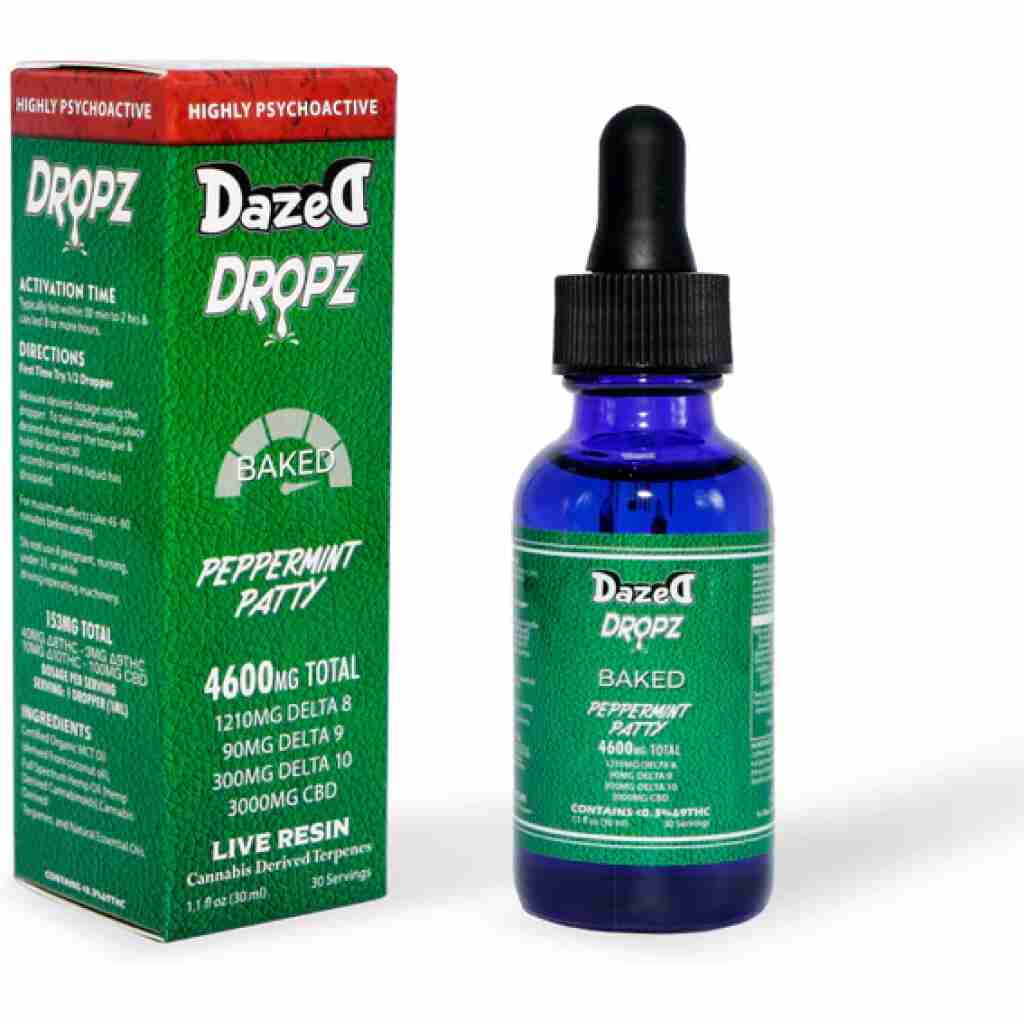 Dazed8 Dropz THC CBD CBG CBD Oil Tinctures Peppermint Patty