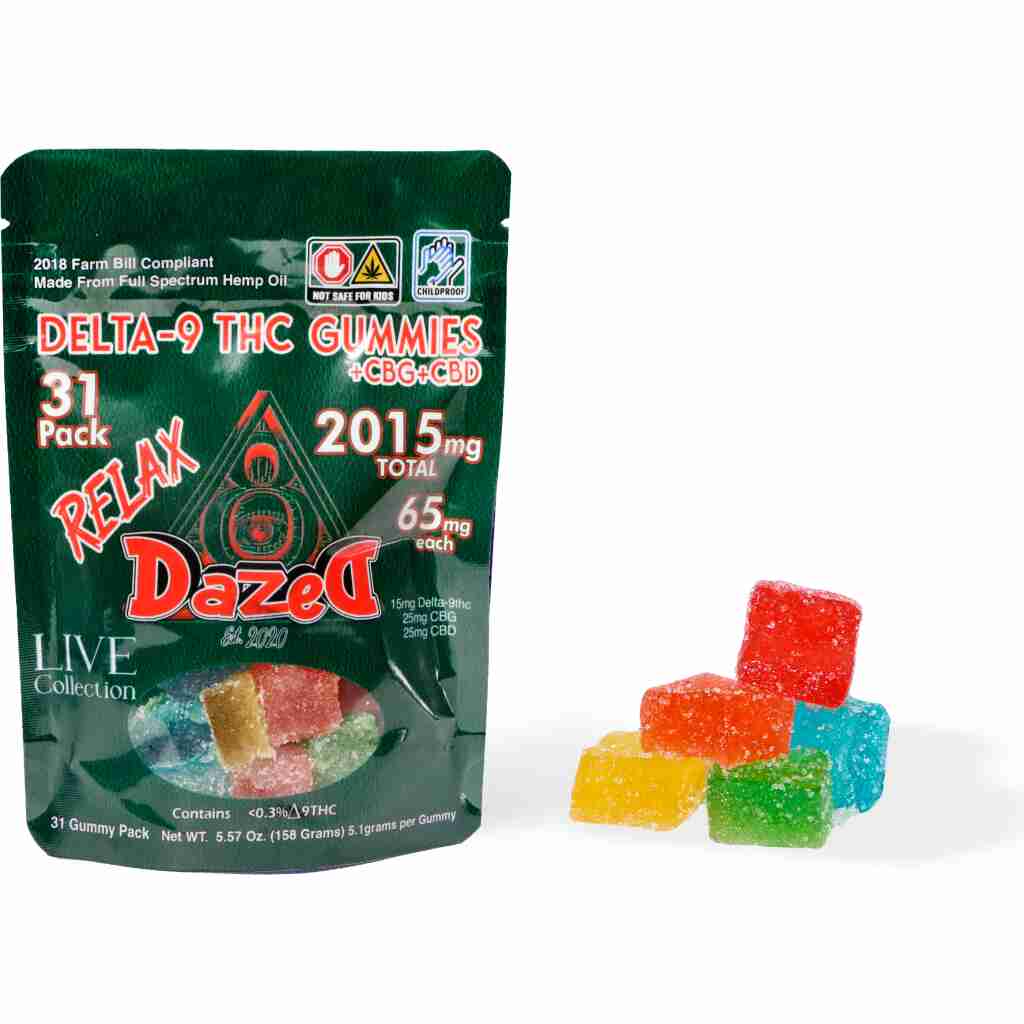 DazeD8 LIVE 65mg Delta-9 THC Gummies (31pc) Relax