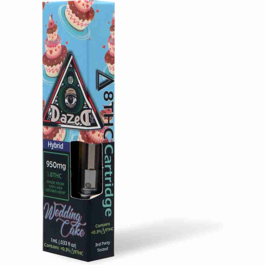 DazeD8 Wedding Cake Delta 8 Cartridge 1G inside the box