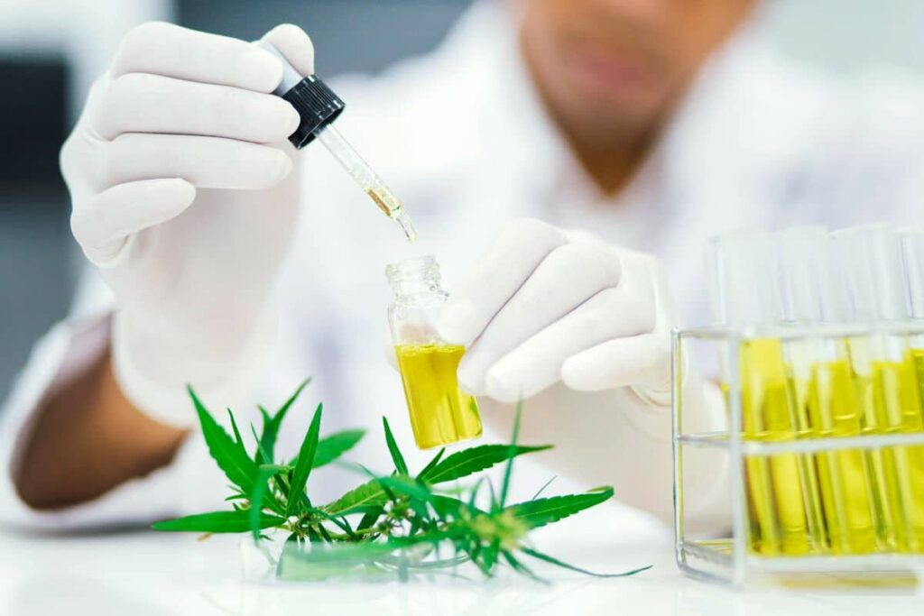 A lady conducting a drug test