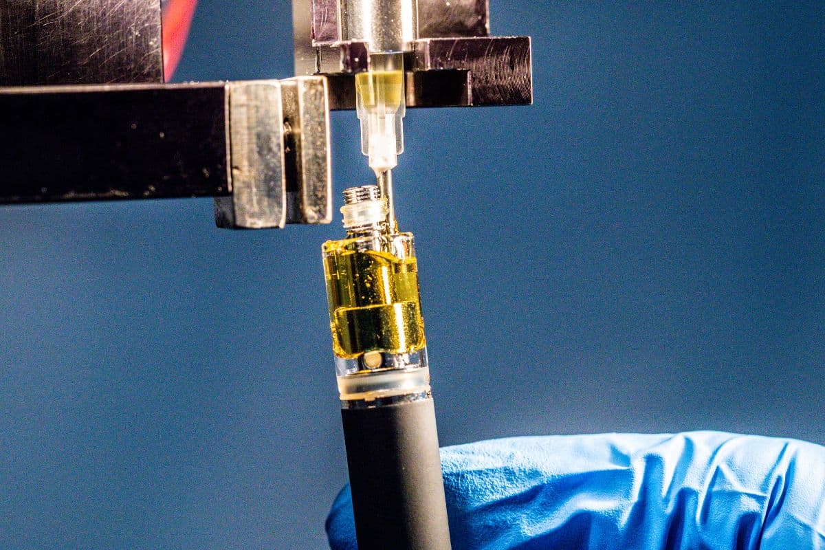 Filling vape cart after unclogging it.