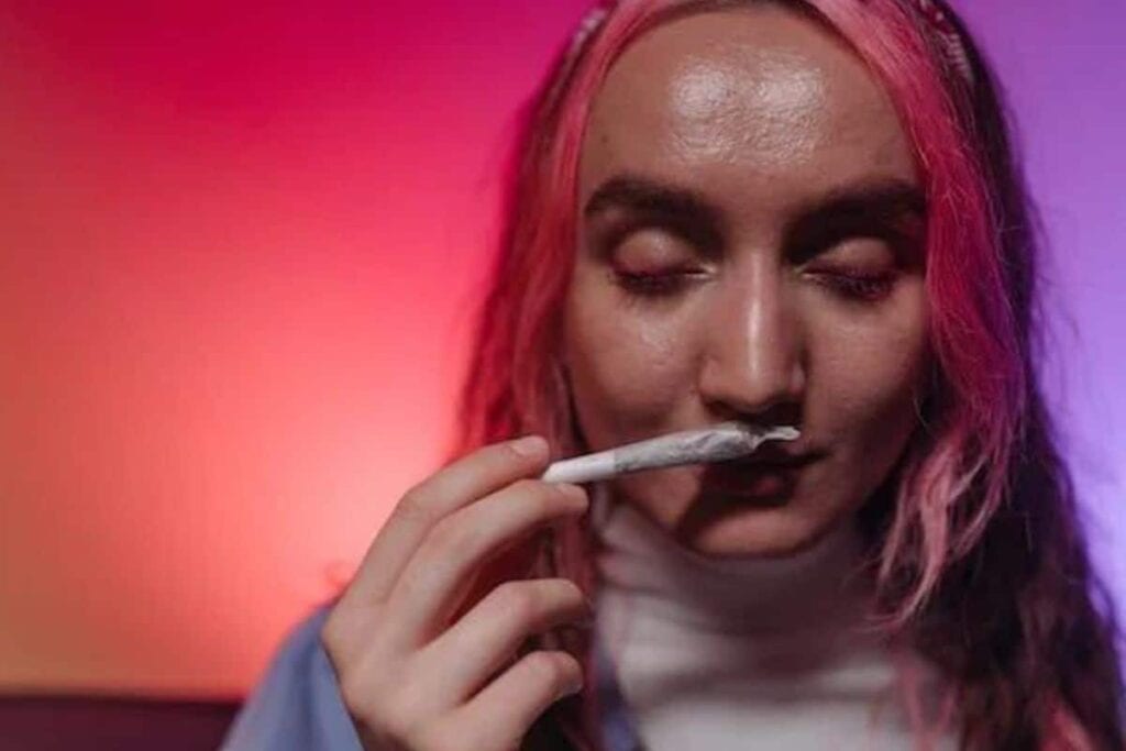 A girl high on weed