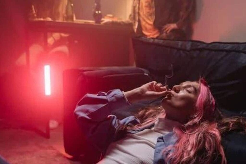 A girl smoking weed