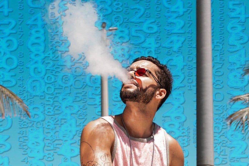 Guy puffing Delta 8 THC