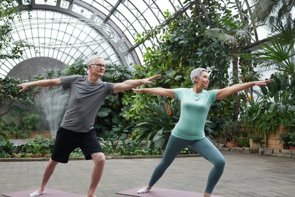Couple exercising to detoxing delta 8