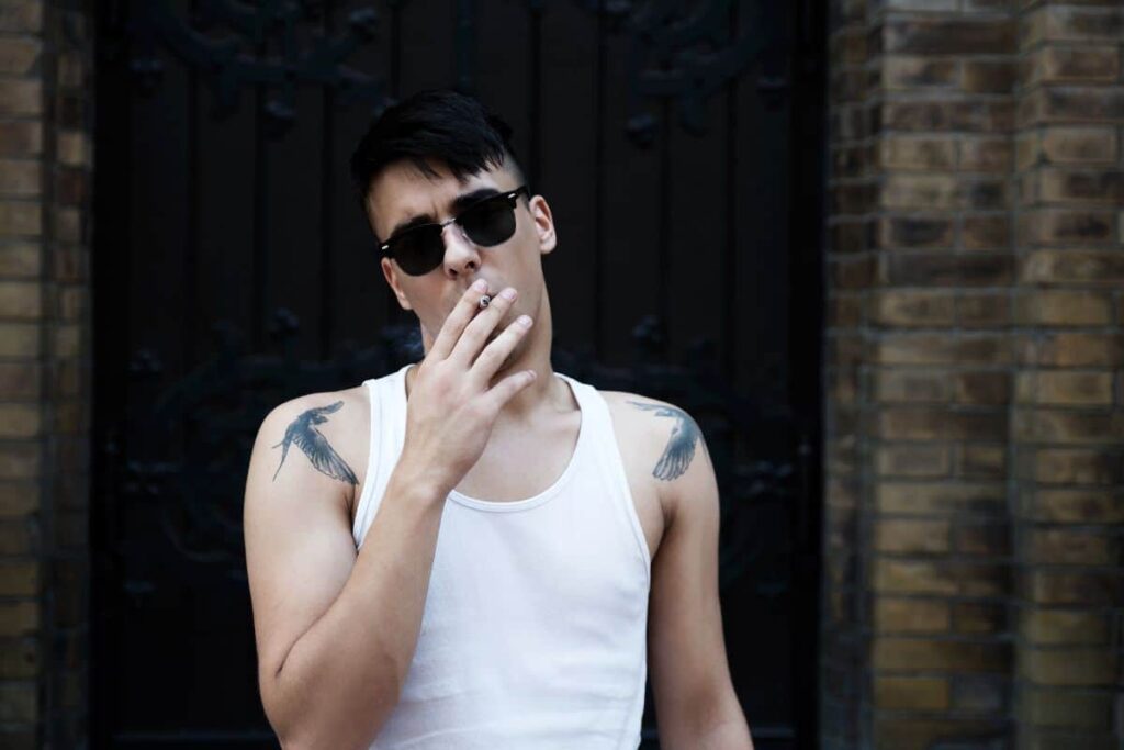 A man smoking weed