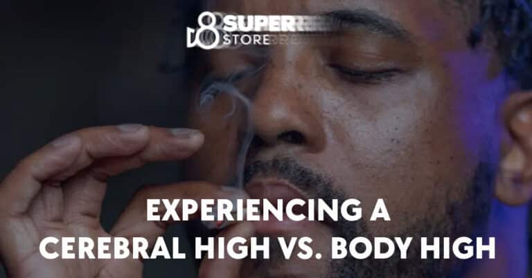 A man experiencing a cerebral high while smoking a delta-8 THC cigarette.