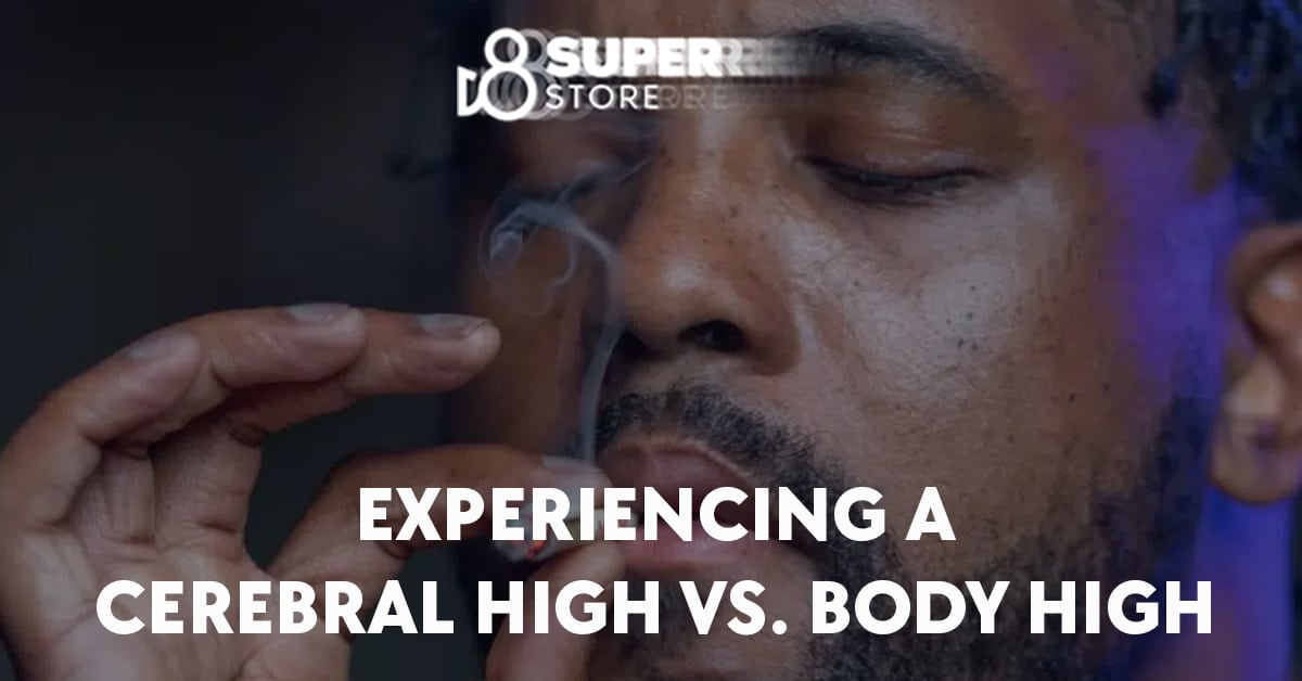 A man experiencing a cerebral high while smoking a delta-8 THC cigarette.