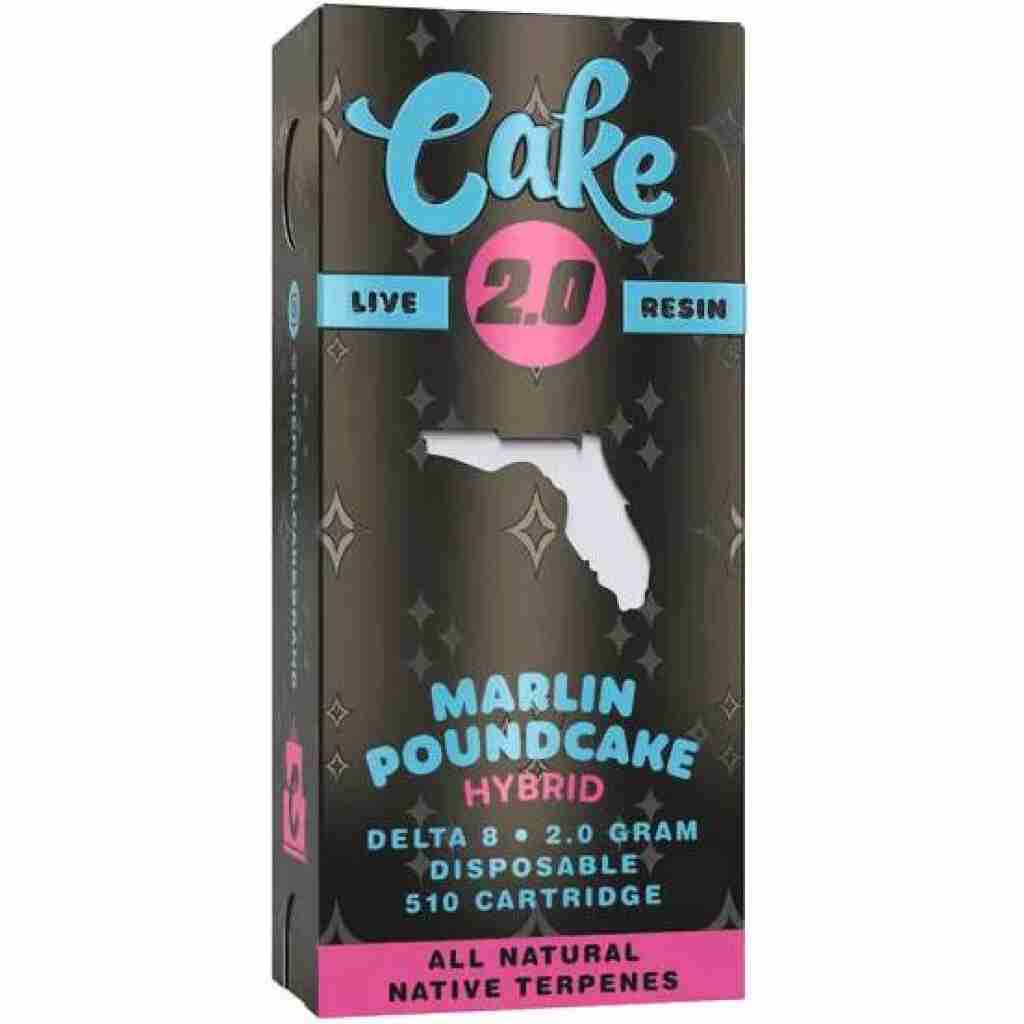 cake 2.0 delta 8 live resin cartridges 2g marlin poundcake
