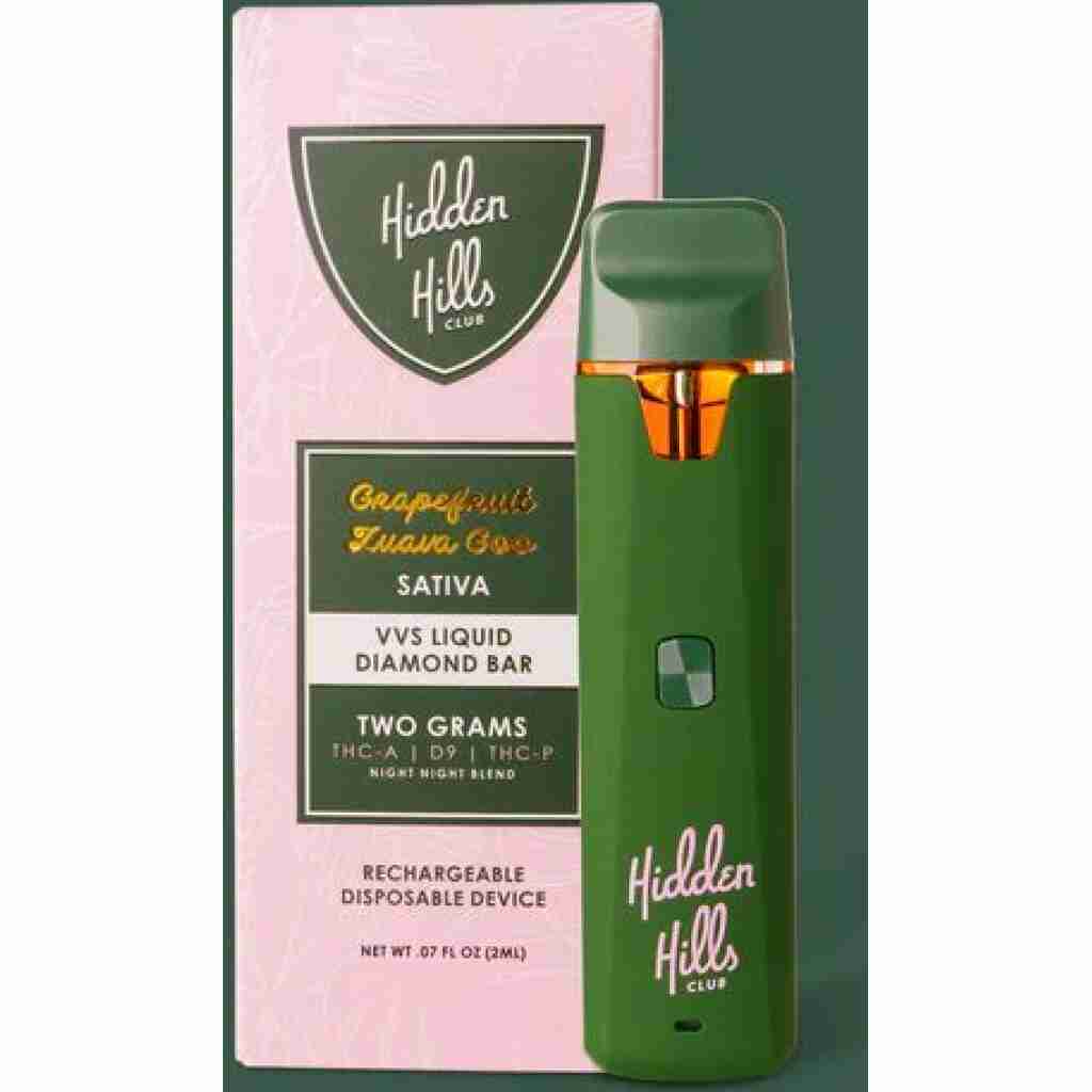 Hidden Hills Club Night Night Blend VVS Liquid Diamonds Disposable Vape 2g Grapefruit Zuava Goo