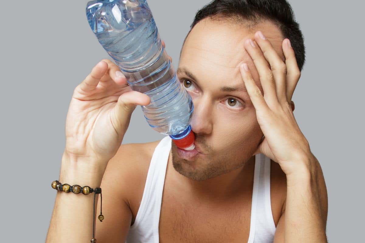 A guy trying to get rid of delta 8 from his body by drinking lots of water