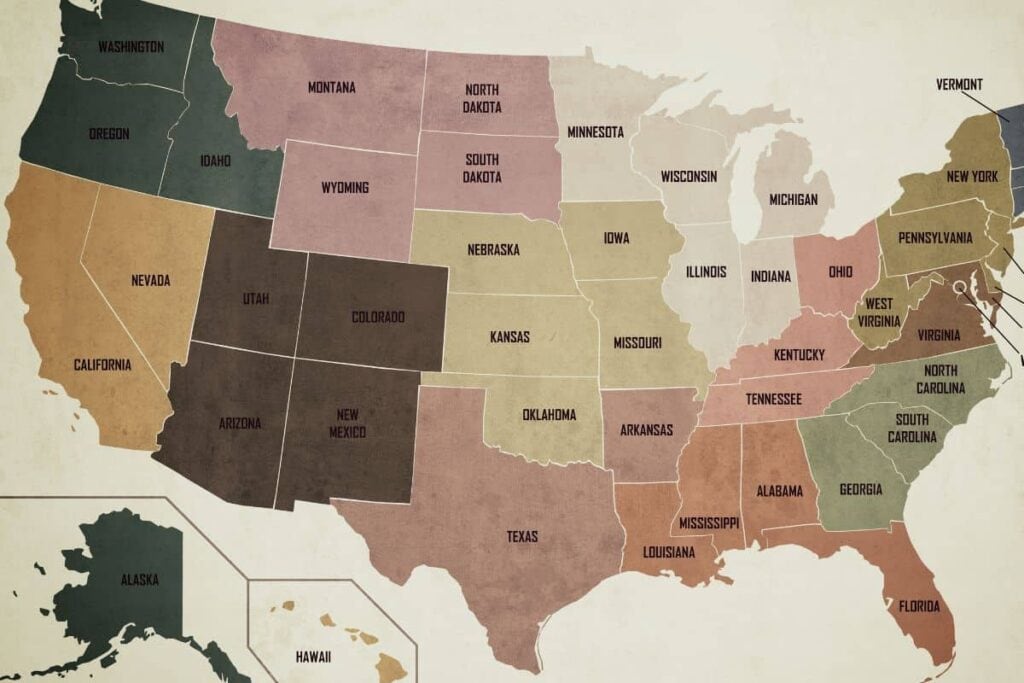 Map of all the states where delta 8 is legal