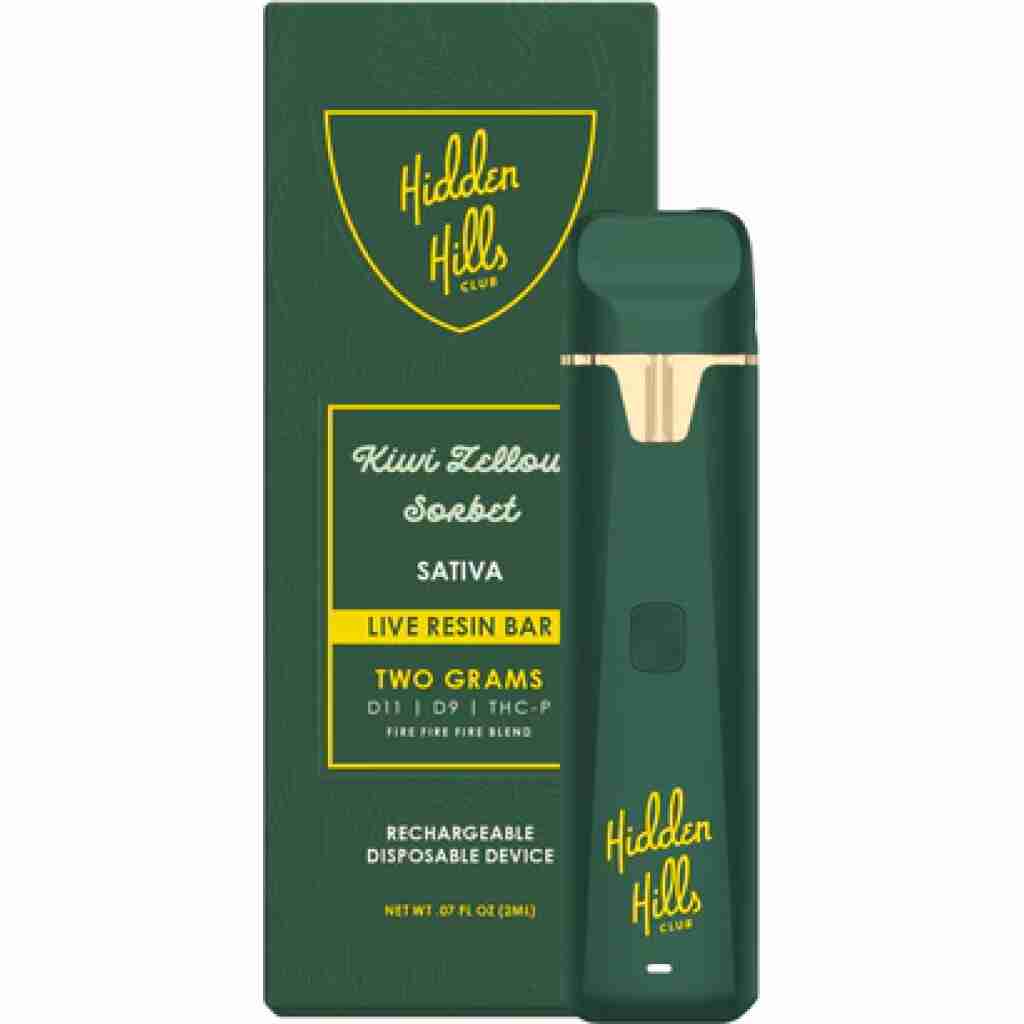 hidden hills club fire blend disposable kiwi zellow sorbet