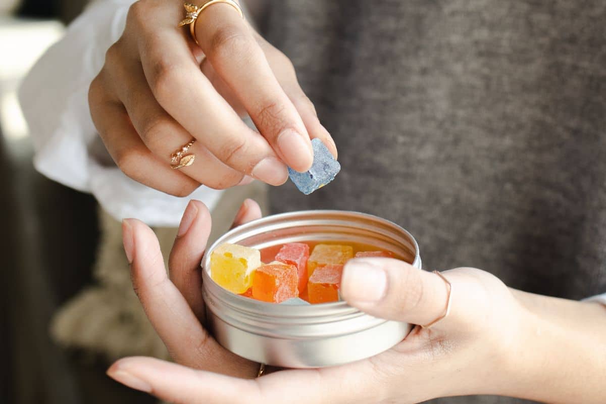 A lady having delta 9 gummies A lady having delta 9 gummies