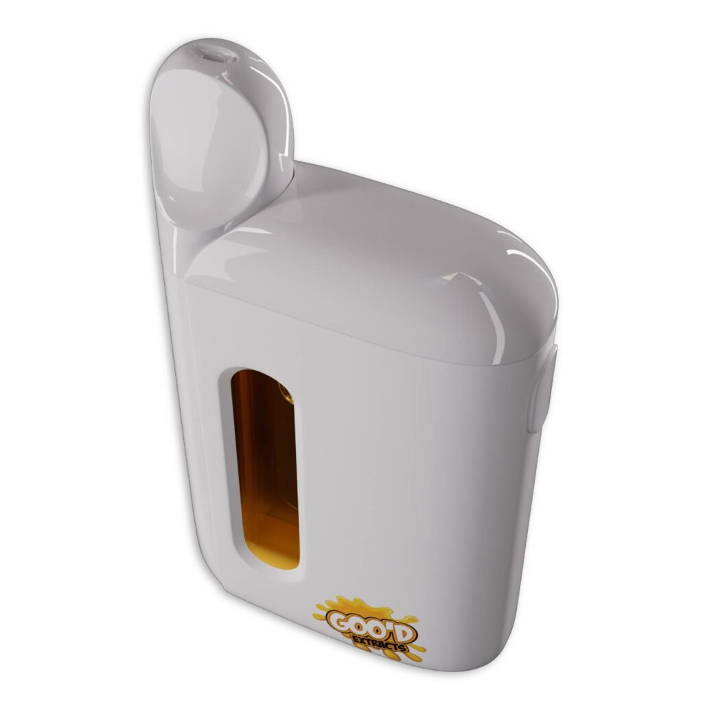 A Goo'd Extracts Live Resin Disposable Vape Pens (5g) with a yellow lid on it.