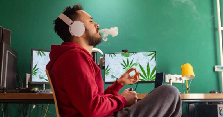 A guy enjoying weed