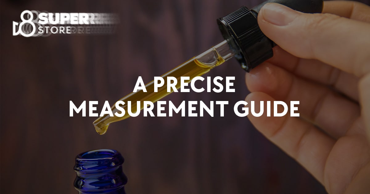 A measurement guide for CBD oil, including the number of drops in 1 ml of tincture.