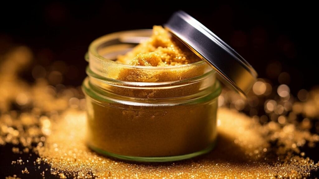 delta 8 kief in a glass jar