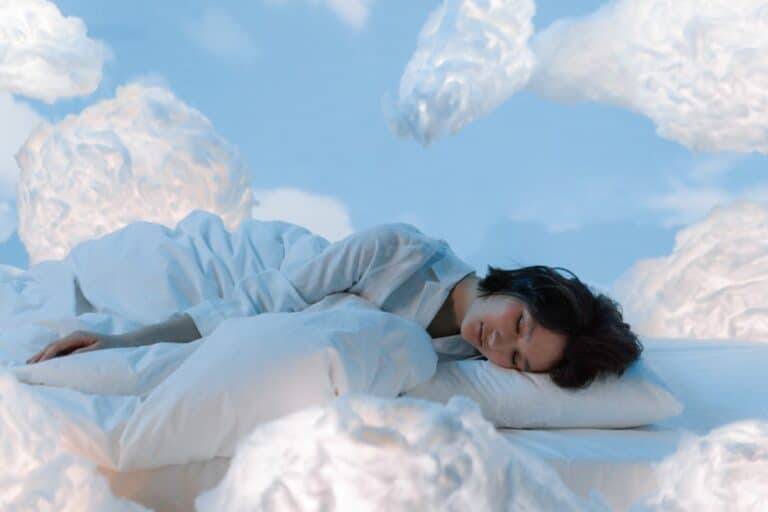 A lady sleeping very well after consuming delta 10