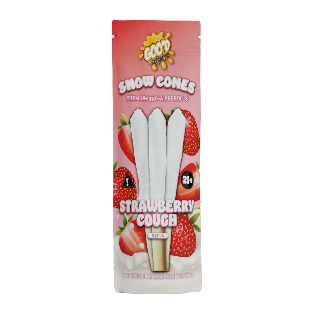 Goo’d Extracts Snow Cones THCa Diamonds 3pc Pre-Rolls 3g Strawberry Cough
