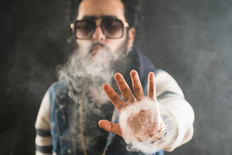 A vaper producing smoke ring