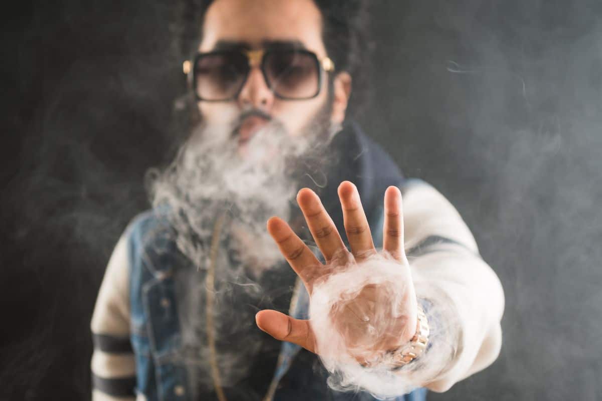 A vaper producing smoke ring