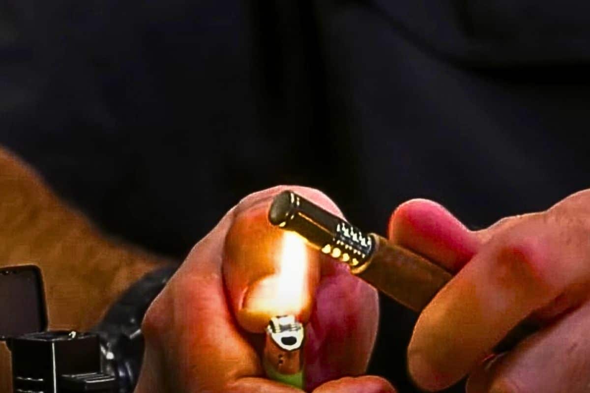 Vape cartridge being hit by lighter