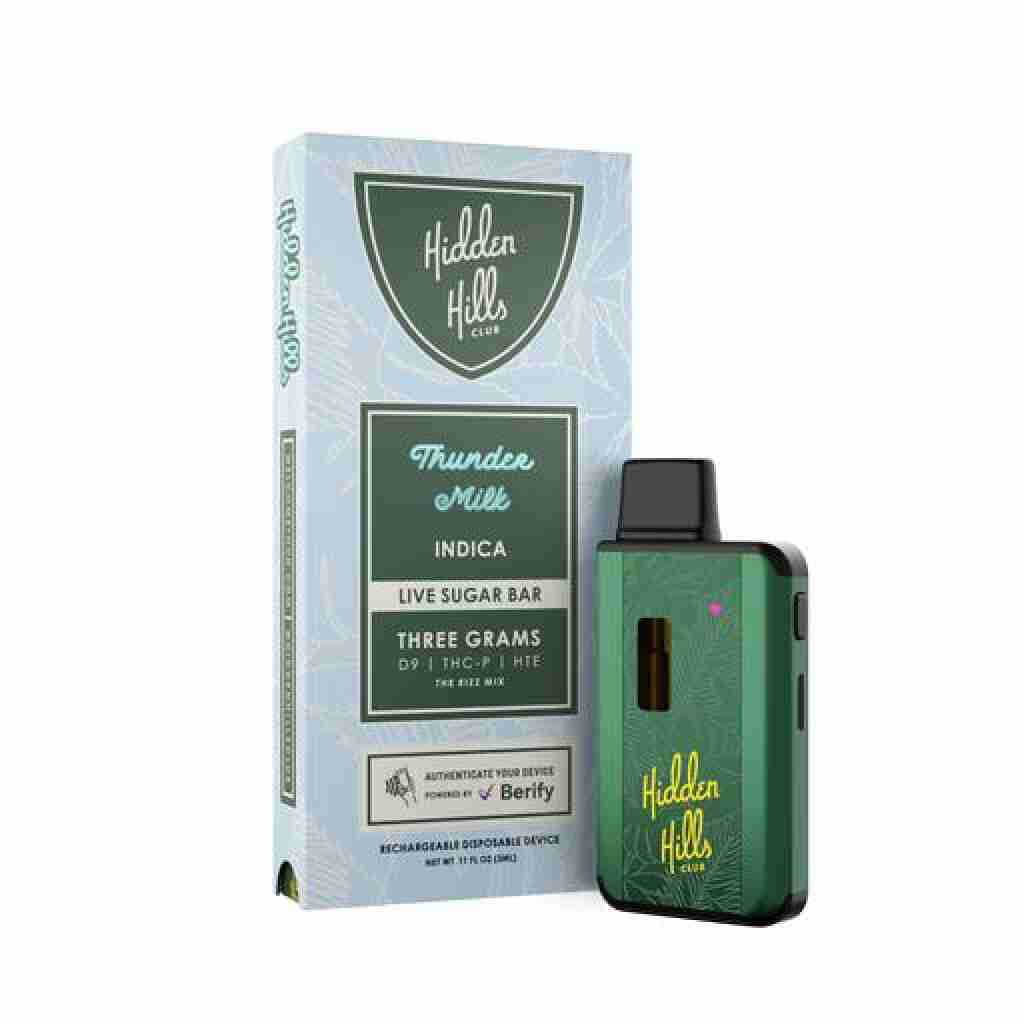 Hidden Hills Club Rizz Mix Live Sugar Bar Disposable Vape Pens 3g Thunder Milk