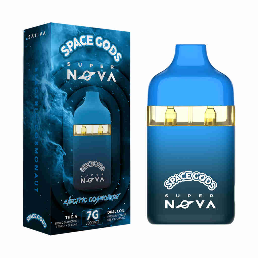 Space Gods Super Nova THCa Liquid Diamonds Dual Coil Disposable Vape Pens 7g