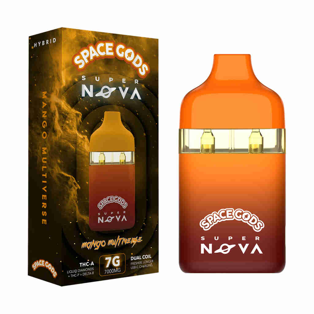 Space Gods Super Nova THCa Liquid Diamonds Dual Coil Disposable Vape Pens 7g is a 75ml e-liquid that captures the essence of space gods. This cosmic blend is perfect for vaporizing in disposable vape pens, delivering a celestial experience every time.
