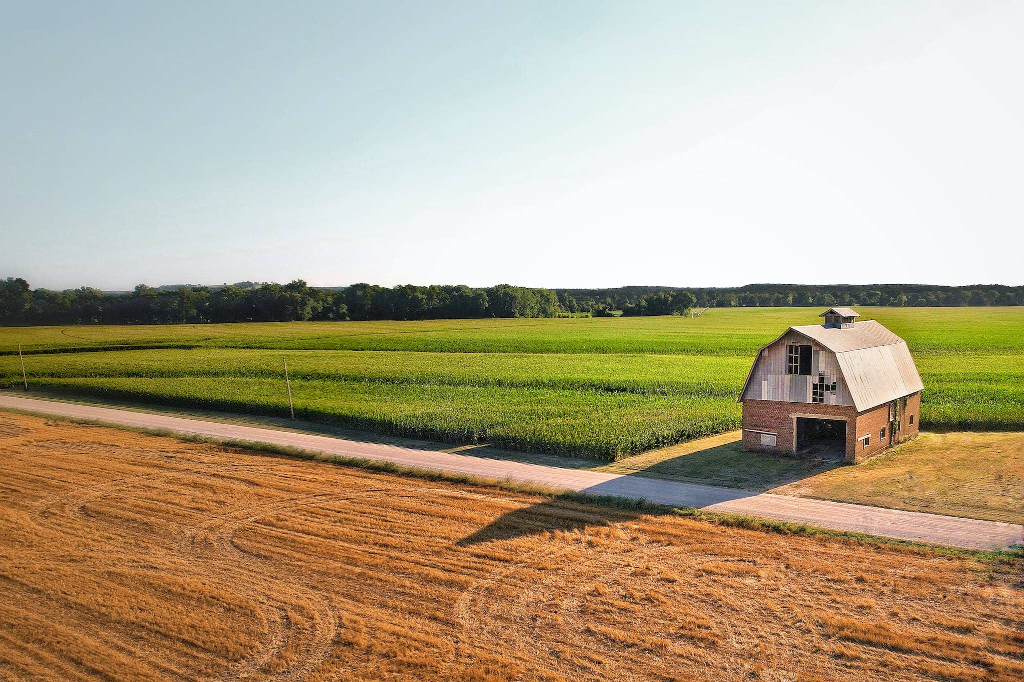 A Barn Near Cropland in Kansas