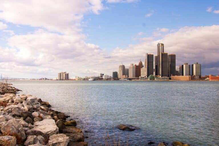 Wide Angle Photography of City Near Body of Water in Michigan and the great lakes