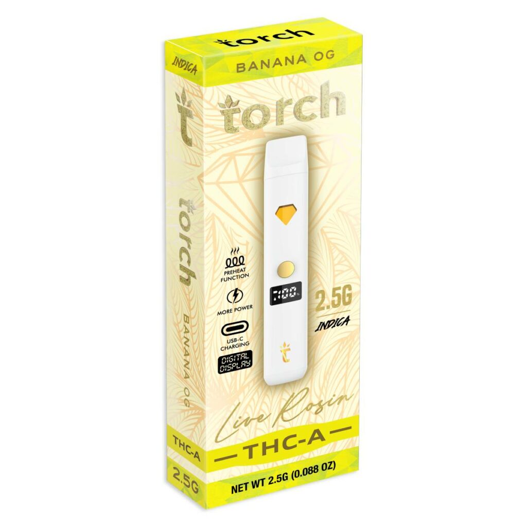 torch thca live rosin screen disposables 2.5g banana og