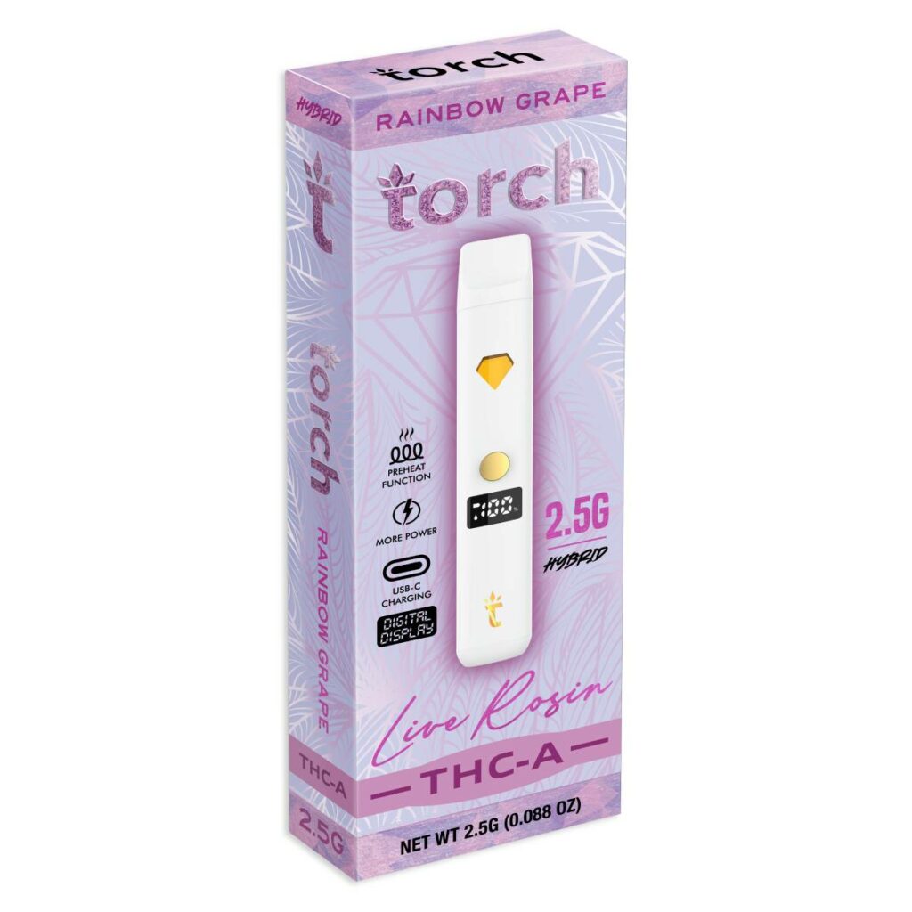 torch thca live rosin screen disposables 2.5g rainbow grape
