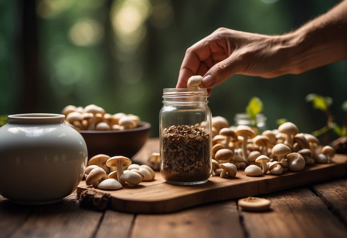 A Guy Storage Mushrooms in a jar