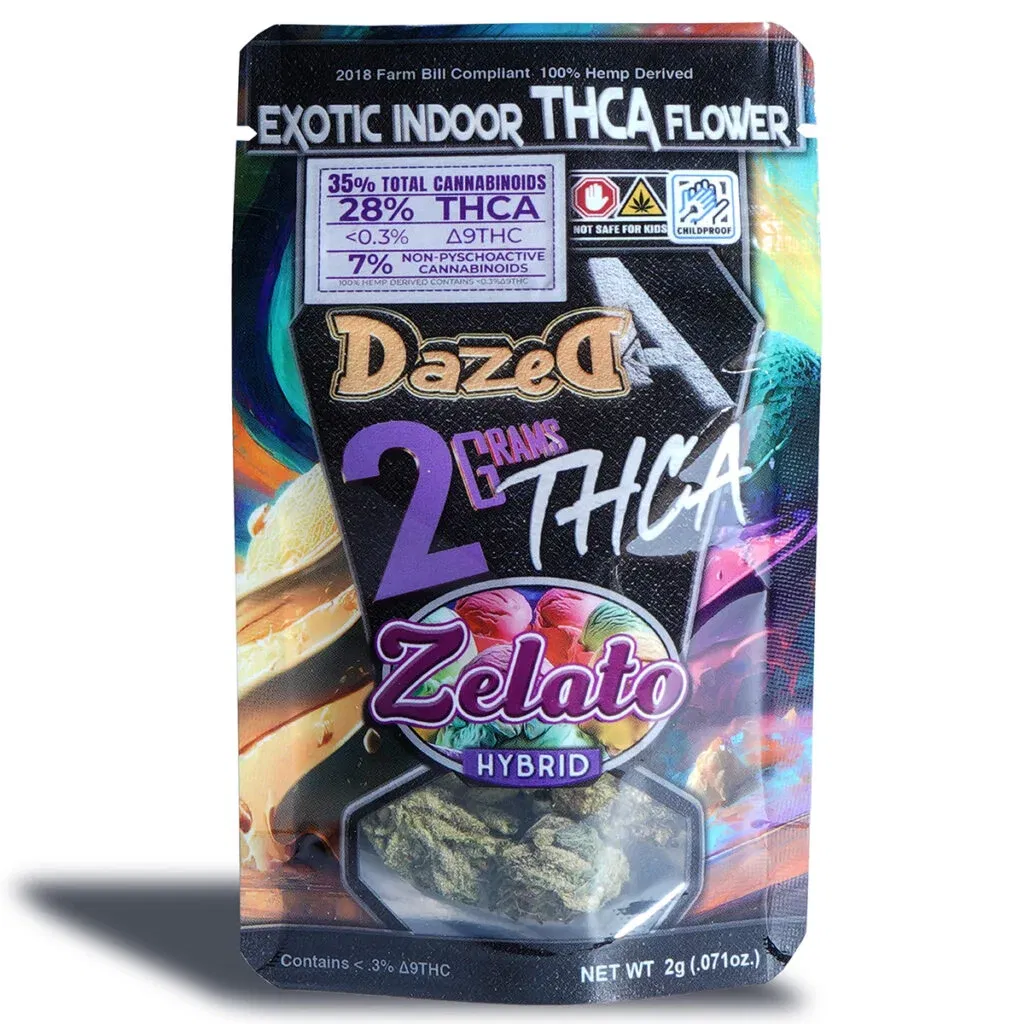 A Packet of Dazed8 THCa Exotic Indoor Flower Zelato 2g