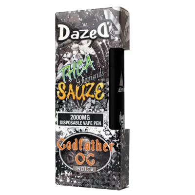 DazedA THC A Diamonds Sauze Disposable Vape Pens Godfather OG.
