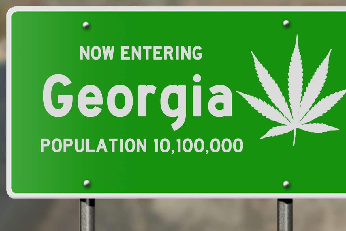 Georgia Bill Board with a marijuana leaf