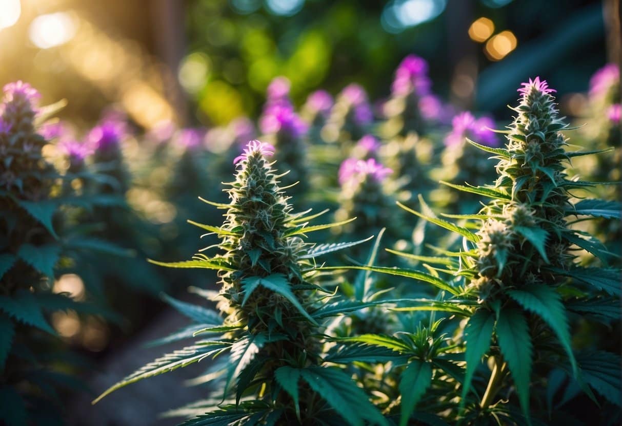 Hybrid strains marijuana plant production in a garden.