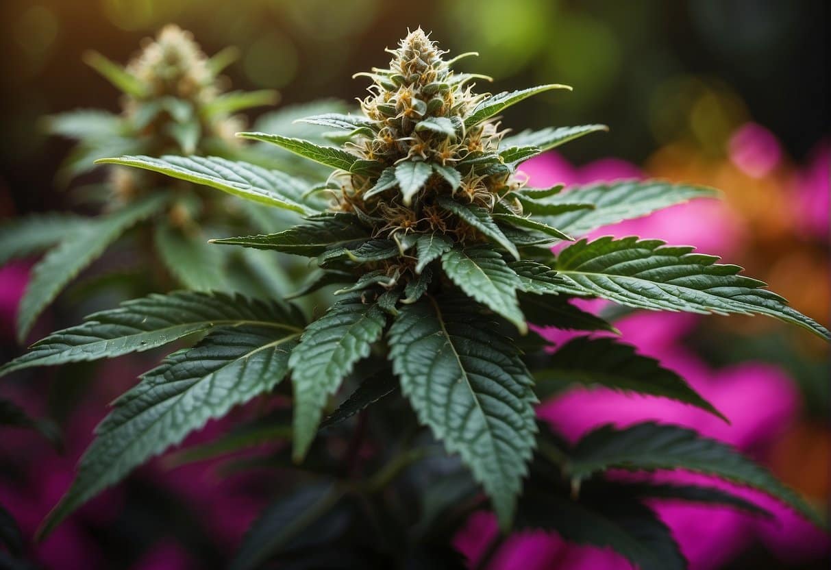 Indica strain marijuana plant close view.