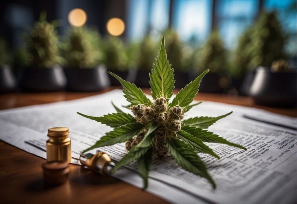 A cannabis plant sits on top of a piece of paper, raising questions about the legal status of THCa in Colorado.