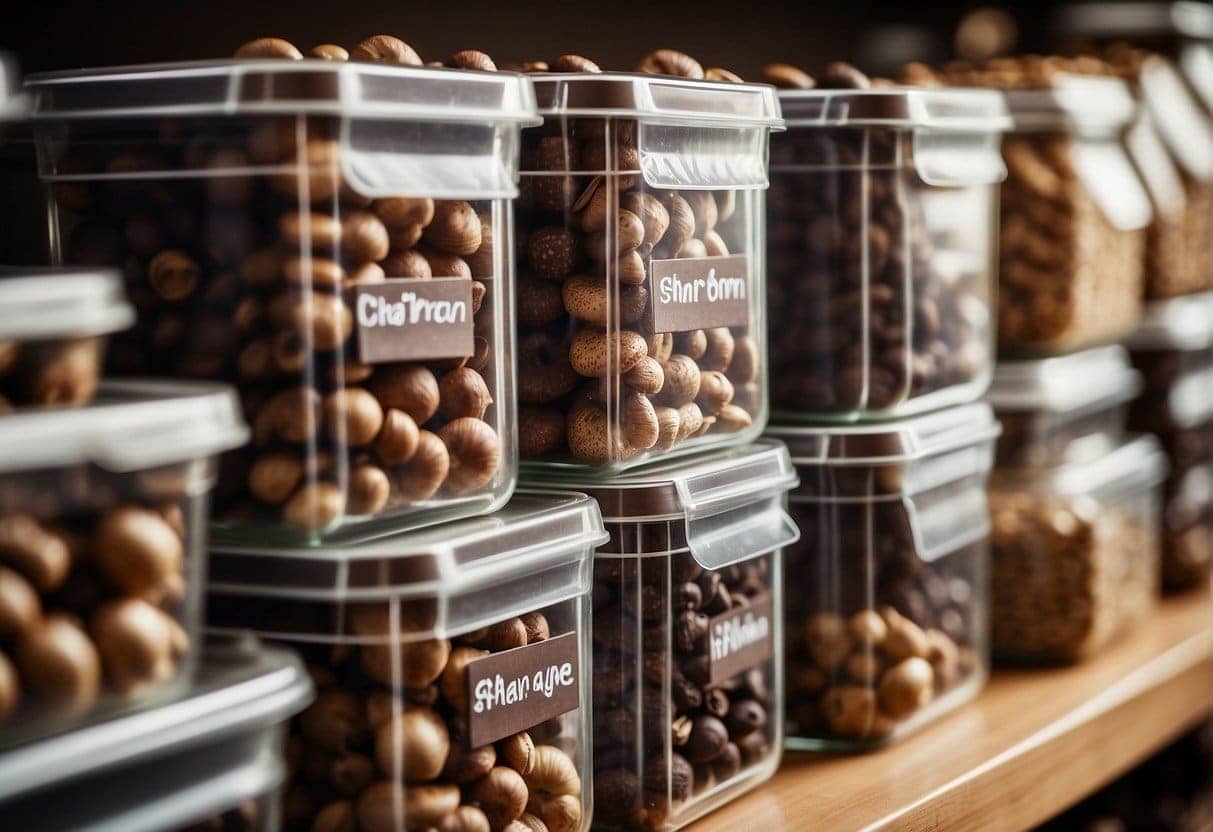 Mushroom chocolate kept in air tight container for storage purpose.