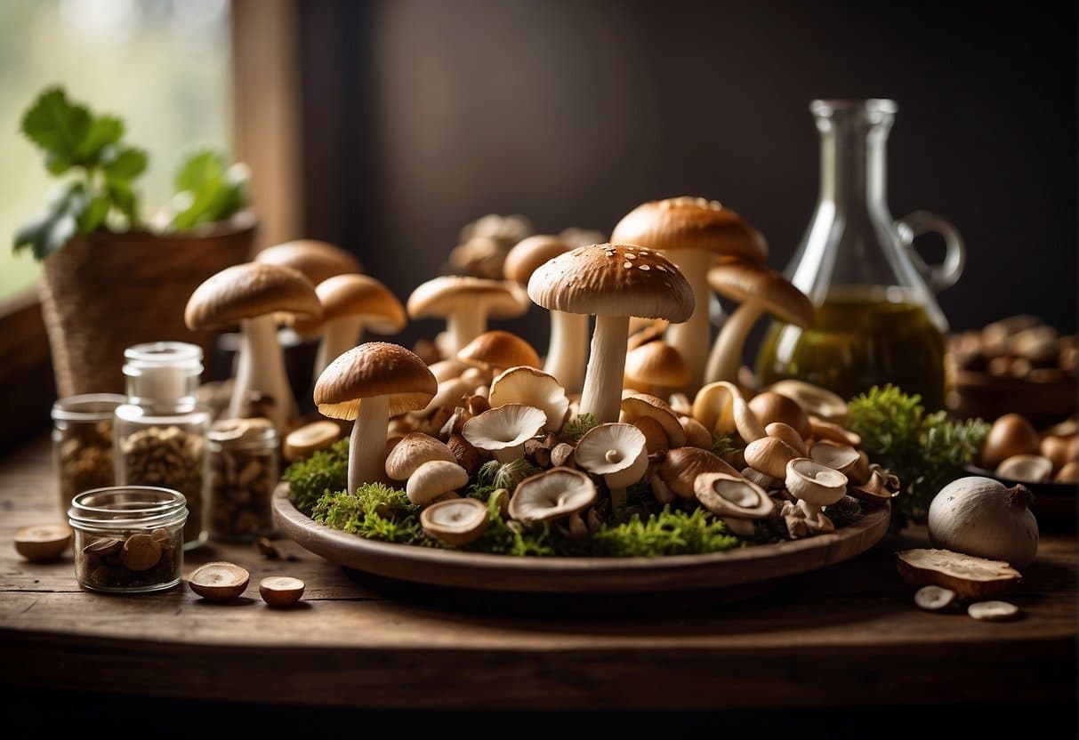 Mushrooms in glass jars for various dosages