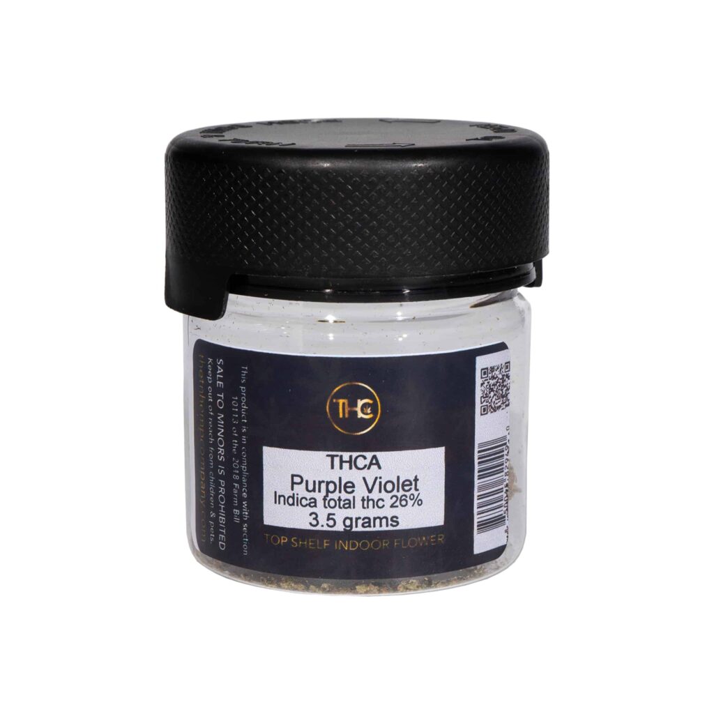 A jar of the TN Hemp Company Premium THCa Indoor Flower 3.5g, with a lid on it.