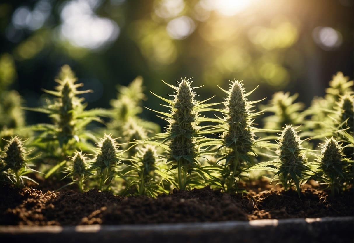 Small cannabis strains cultivation in the field.