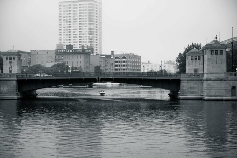 View of a Bridge and Buildings Downtown Milwaukee, Wisconsin