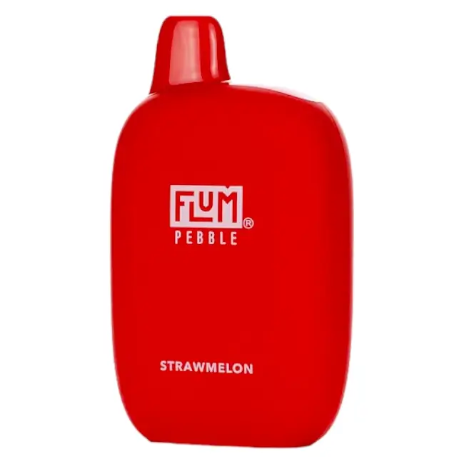 A red Flum Pebble 6000 Puff Disposable Vape bottle with the word pebble on it.