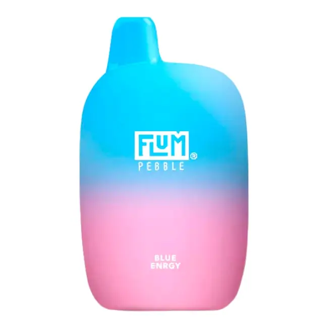 A Flum Pebble 6000 Puff Disposable Vape with a blue and pink ombre.
