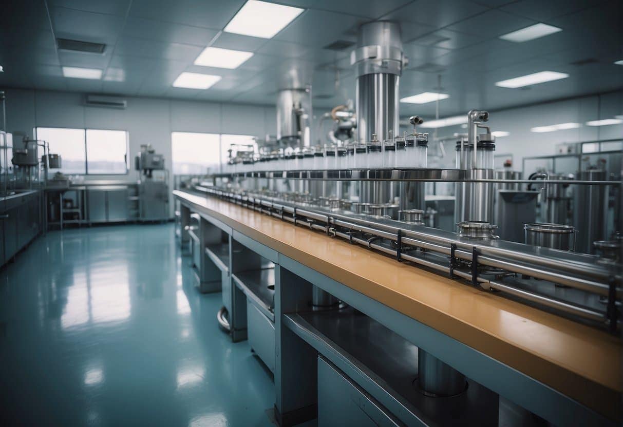 A line of safe machines in a factory.