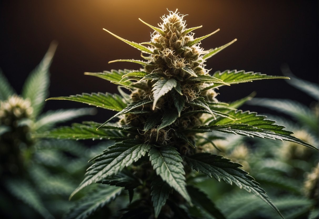 A cannabis plant with a high THCa percentage, basking in the radiant sunlight.